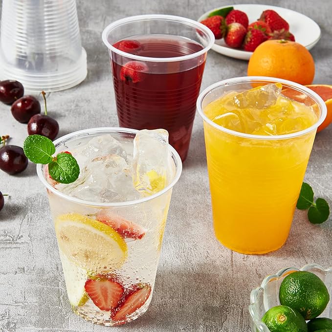 Turbo Bee 16oz Disposable Plastic Cups 420 Pack,Clear Party Cups, Transparent Tumblers, Bulk 16oz Drinking Cups for Large Gatherings, Restaurants, Daily Use, or Bulk Commercial Needs - Bloomnest