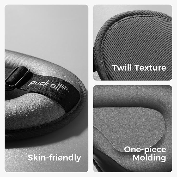 pack all Light Blocking Sleep Mask for Men and Women, 3D Eye Mask for Pressure-Free Sleep, Soft Sleeping Eye Cover with Adjustable Elastic Strap, Grey - Bloomnest