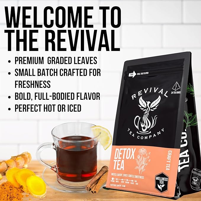 Revival Tea Company Herbal Tea - Hand Blended Craft Bold Flavor | Loose Leaf or Tea Bags | Organic and Caffeine Free (Tea Bags, Detox Tea) - Bloomnest