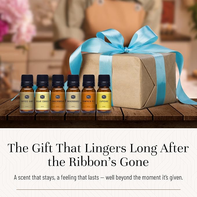 P&J Trading Bakery Set of 6 Fragrance Oils - Pumpkin Pie, Cupcake, Sugar Cookies, Coffee Cake, Snickerdoodle, Gingerbread Candle Scents, Soap Making, Diffuser Oils PJTrading