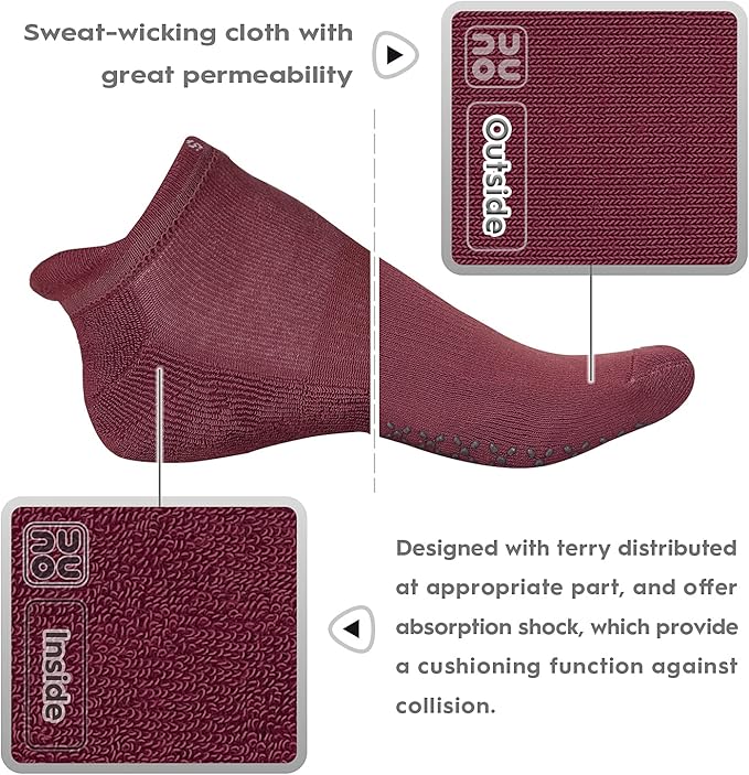 unenow Unisex Non Slip Grip Socks with Cushion for Yoga Pilates Barre Home & Hospital - Bloomnest