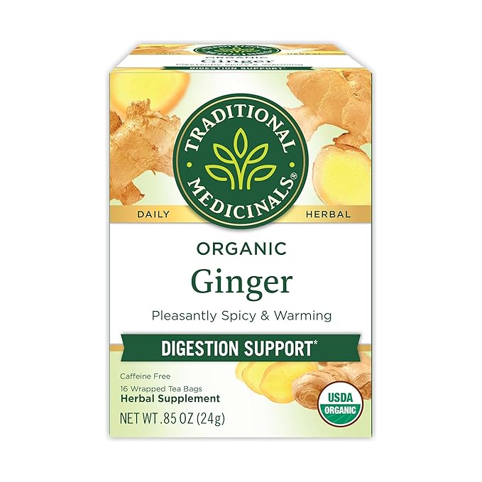 Traditional Medicinals Tea, Organic Ginger, Healthy Digestion, Pleasantly Spicy & Warming, 16 Tea Bags - Bloomnest