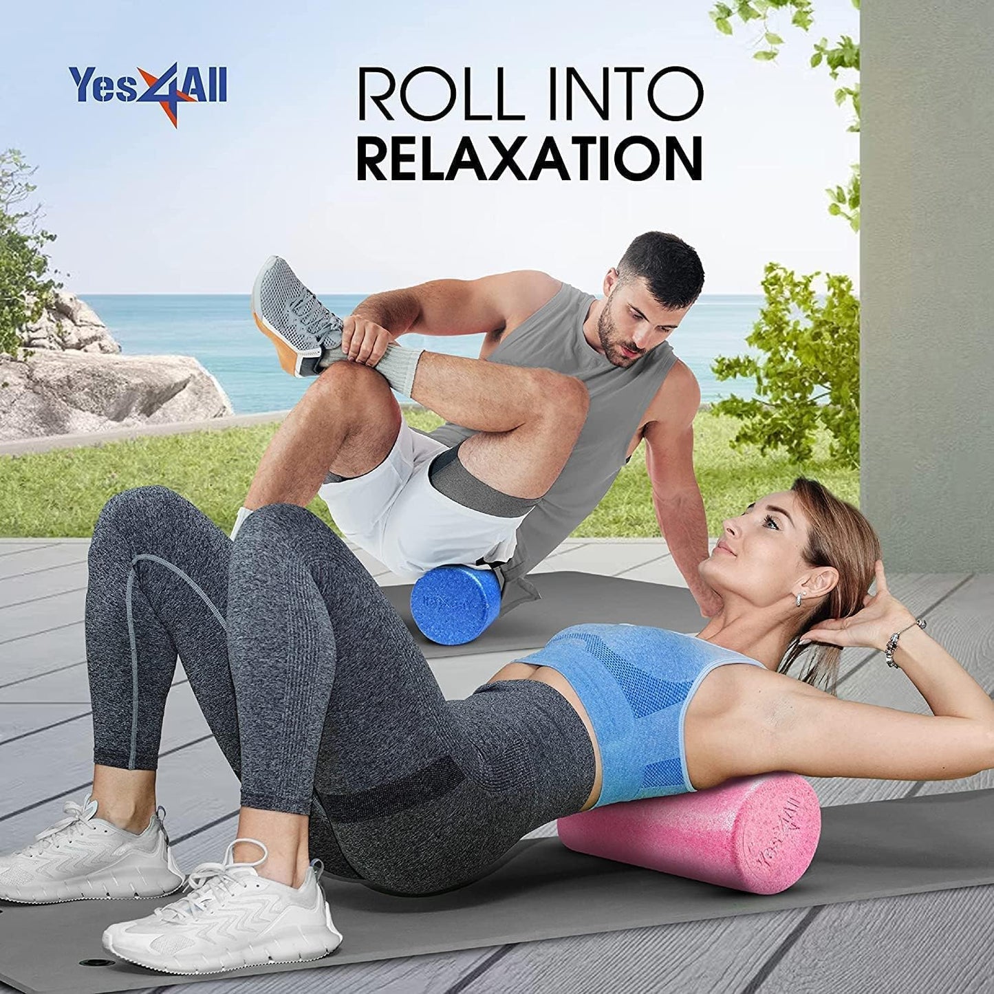 Yes4All High-Density EPP Round Back Roller Foam, Exercise Foam Roller for Yoga, Pilates & Stretching - 12, 18, 24, 36 inch