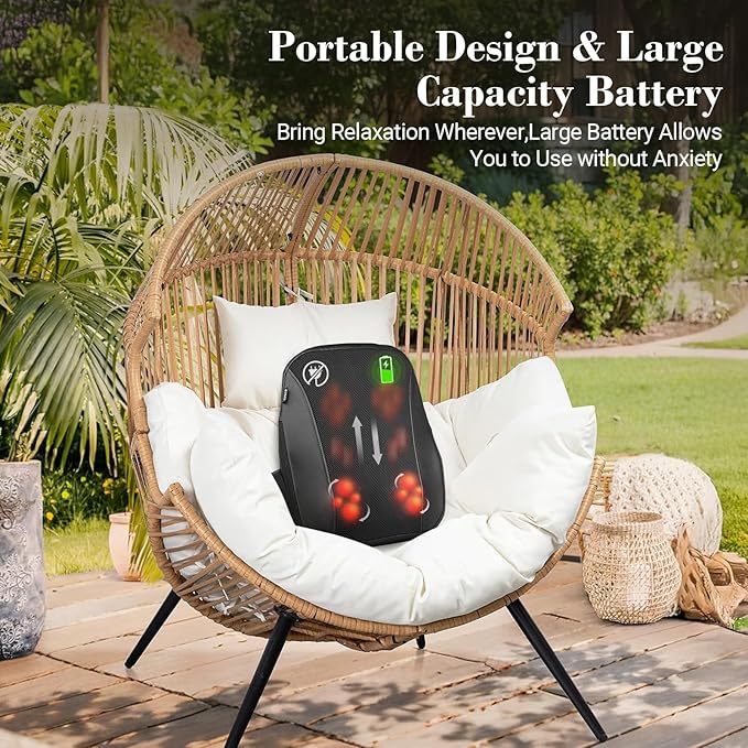 Cordless Shiatsu Lower Back Massager - 4D Kneading Low Back Massager for Pain Relief Deep Tissue,Portable Up and Down Rolling Massage for Home Office, for Women Men - Bloomnest