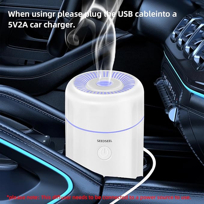 100ML Car Diffuser Humidifier, Cool Mist Air Essential Oil Diffuser with 7-LED Color Changing, Suitable for Car - Bloomnest
