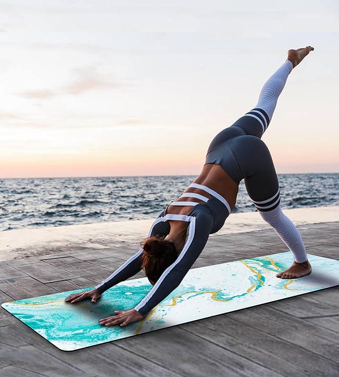 Non Slip Yoga Mat TPE Workout Mat for Men Women, Thick Workout Mat with Carrying Strap, Fitness Mats for Exercise, Yoga, Fitness, Pilates, Floor Workouts (72" x 24" x 6mm) - Bloomnest
