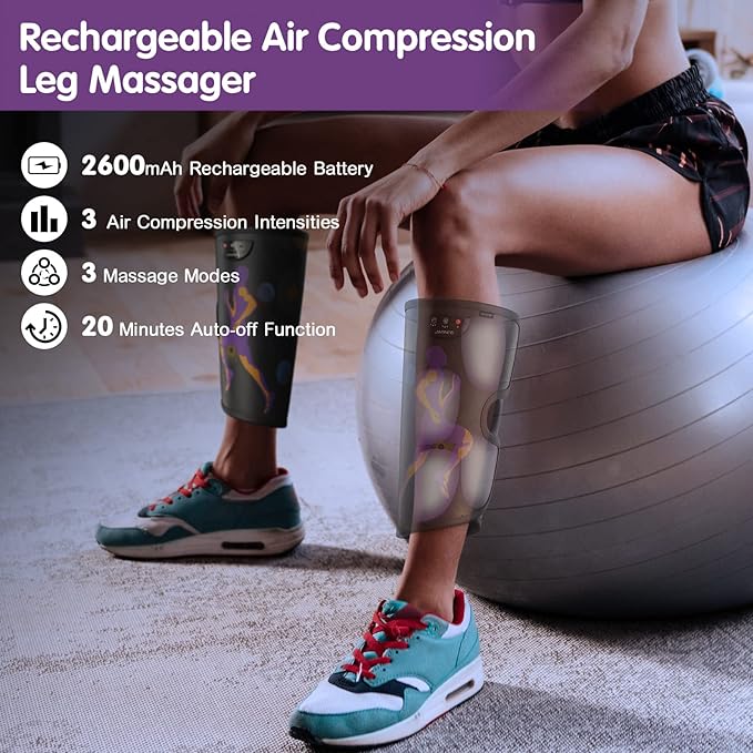 QUINEAR Rechargeable Leg Massager for Circulation and Pain Relief, Cordless Air Leg Compression System, Calf Massager Gift for Mom Dad Women Men FSA-HSA-Eligible - Bloomnest