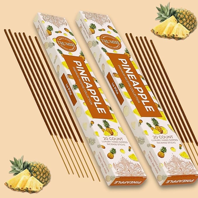 Pineapple Incense Sticks - Incienso de Piña - Total 120 Insence-Sticks - 6 Packs of 20 Insense - Inciensos - Inscents - Natural Non Toxic Ingredients - Incents - Incence - Inscense - Insents TRUMIRI