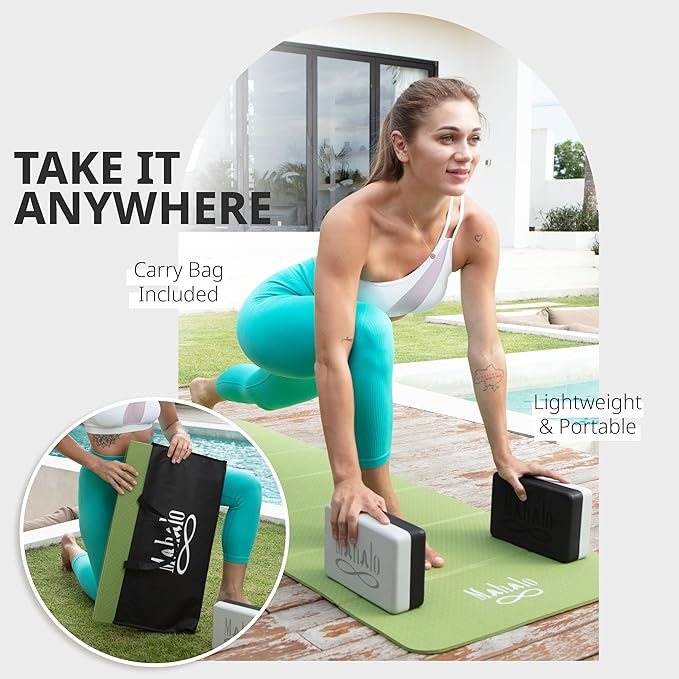 Foldable Yoga Mat + Carry Bag, 6mm 7-fold Workout Mat, Easy to Store, Anti-Slip Folding Exercise Mat for Yoga, Pilates, Home Workouts, and Floor Exercises - Bloomnest