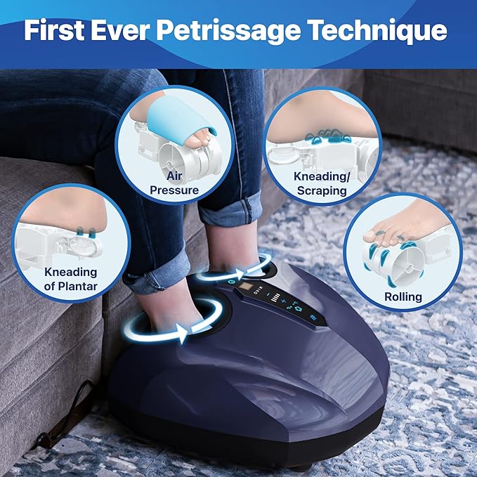 MIKO Foot Massager Machine - Deep Kneading, Shiatsu, Air Compression, and Heat Therapy - Plantar Fasciitis, Diabetics, Neuropathy, Fits Up to Men Size 12 - Bloomnest