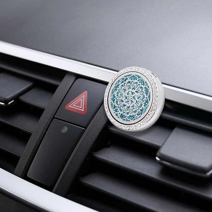 Essential Oil Car Diffuser Vent Clips, Sparkling Essential Oil Car Diffuser, with 20 Refill Pads, for Long Lasting Automotive Odor Eliminator Decoration (1, Life Tree+11-petaled Flower) - Bloomnest