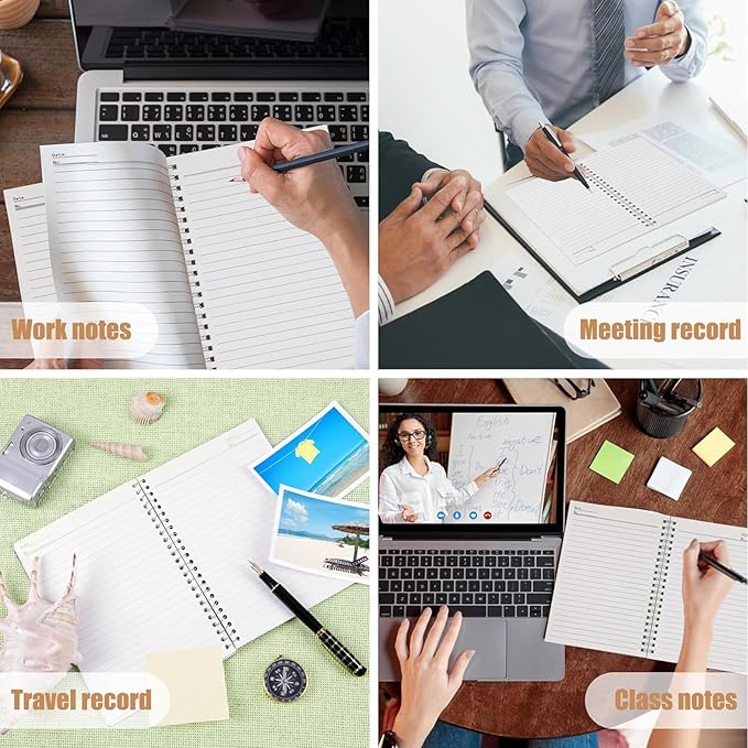 4Pack Small Spiral Notebook A5, 8.25x5.5” 120 Lined Pages Black & Red Wide Ruled Spiral Journal Bulk Blank Kraft Cover Spiral Bound Notebook & Writing Pads for Home Office Meeting Work Note Taking - Bloomnest