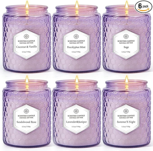 Candles for Home Scented, 6 Pack Aromatherapy Candles Gifts Sets for Women Birthday,33 oz Soy Wax 240 Hour Long Lasting Jar Candles - Bloomnest