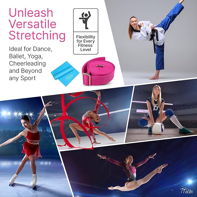 Stretching Strap with Door Anchor & Resistance Band – Improve Leg Stretch Flexibility for Splits, Ballet, Dance, Cheer, Yoga & Gymnastics - Home Leg Stretcher Trainer Equipment Stuff for All Levels - Bloomnest