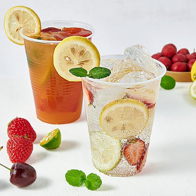 Turbo Bee 16oz Disposable Plastic Cups 420 Pack,Clear Party Cups, Transparent Tumblers, Bulk 16oz Drinking Cups for Large Gatherings, Restaurants, Daily Use, or Bulk Commercial Needs - Bloomnest