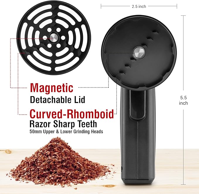 2.5" Large Electric Grinder Herb Grinder, Auto Spice Grinder with Auto Dispensing (Black) - Bloomnest