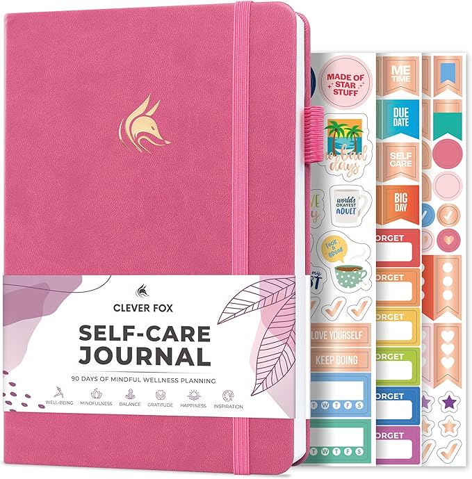 Clever Fox Self-Care Journal – Daily Reflection Notebook – Mental Health & Personal Development Planner, Meditation & Mood Log, A5 (Violet Blossom) - Bloomnest