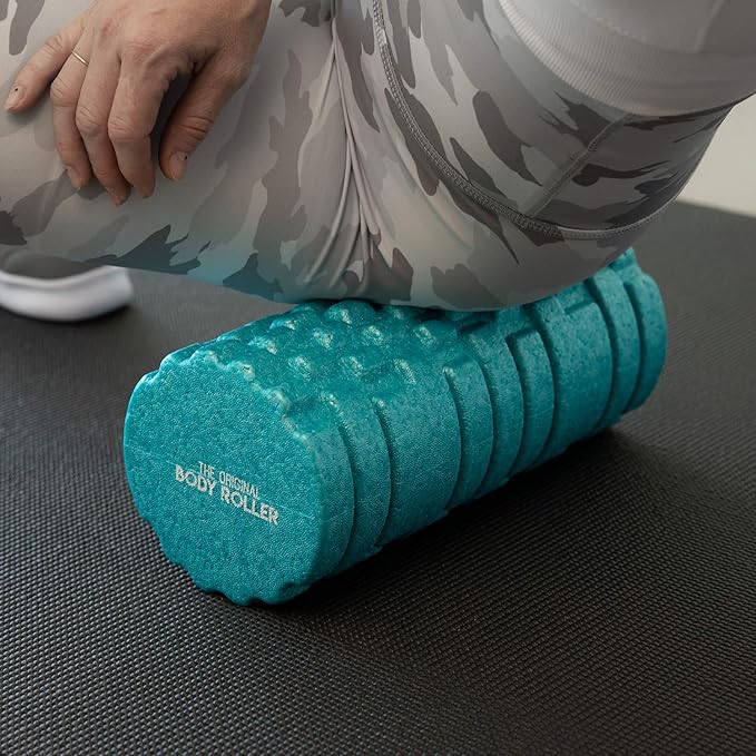 High Density Foam Roller Massager for Deep Tissue Massage of The Back and Leg Muscles - Self Myofascial Release of Painful Trigger Point Muscle Adhesions - 13" Turquoise - Bloomnest