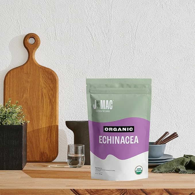 J Mac Botanicals, Organic Echinacea Herb & Sifted, Echinacea Purpurea, Organic Purple Cornflower tea - Bloomnest
