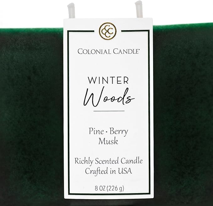 Colonial Candle Winter Woods Scented Candle Jar, Highly Fragranced Candles for Home Scented, Mottled Wax Candle, 2 Wick, 8 oz - Made in The USA - Bloomnest