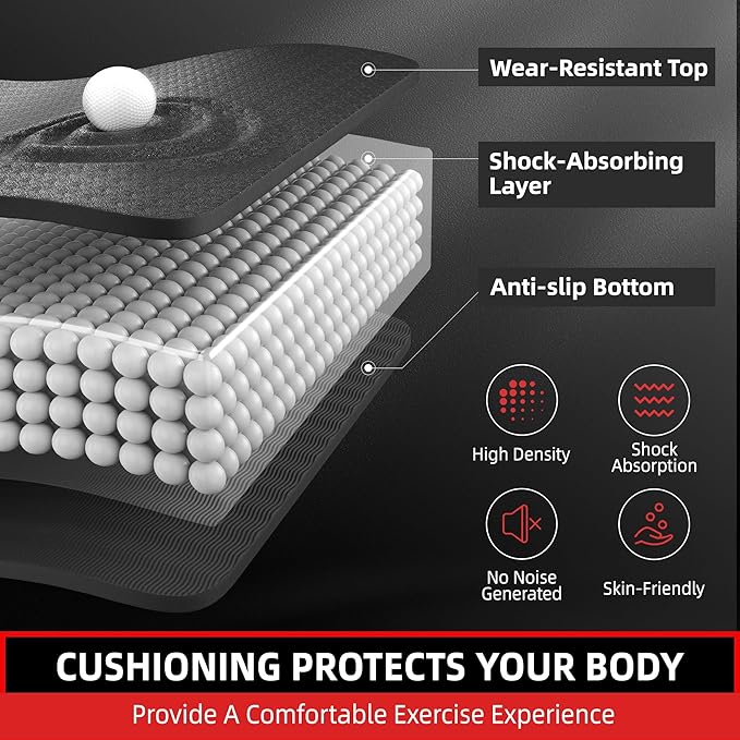 Thick TPE Yoga Mat 72"x48" - 6/8/10/12mm Extra Cushion for Joint Support & Comfort, Non-Slip Texture, Durable & Waterproof, Includes Bag, Strap & Towel for Home Workout, Pilates & Yoga