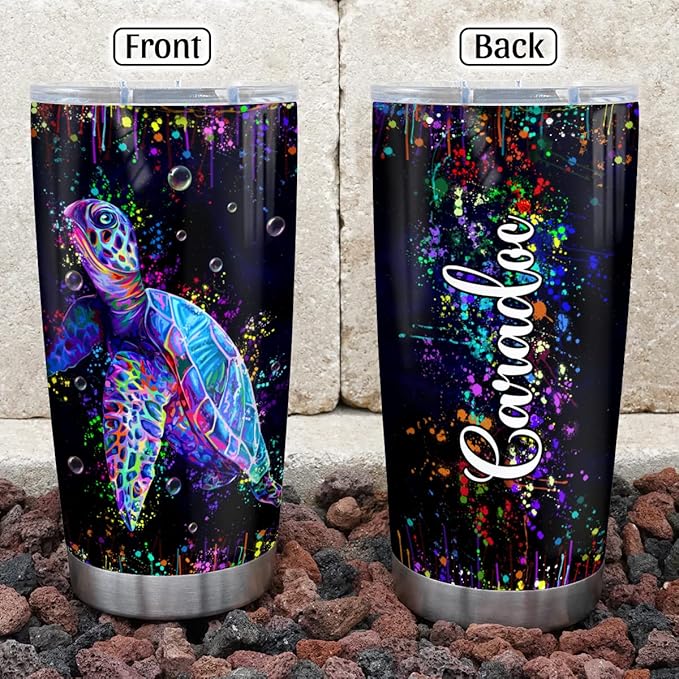 Wassmin Sea Turtle Tumbler Personalized Tumblers 20oz 30oz With Custom Name Watercolor Turtles Gifts For Women Girls Tumblers Stainless Steel Coffee Travel Mug Cup Birthday Christmas Stuff Gifts - Bloomnest