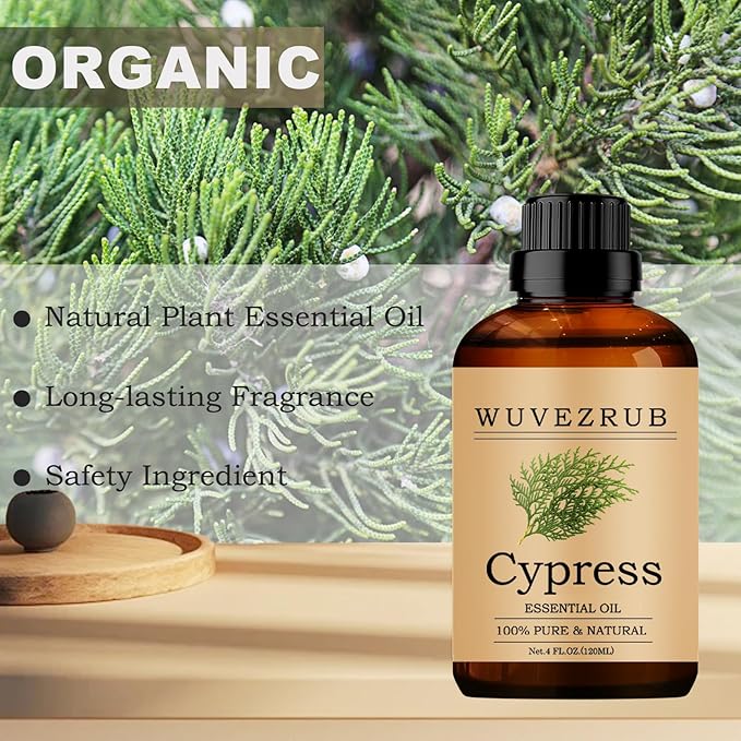 Cypress Essential Oils, 120ML Pure and Natural Essential Oil for Aromatherapy Diffuser - Cypress /4 Fl Oz - Bloomnest