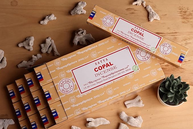 EARTH Satya Copal Incense Sticks 15 GMS (Pack of 12) (Green Certified) Indian Perfumed Hand Rolled Agarbatti Perfect for Worship,Relaxation, Medication. Earth