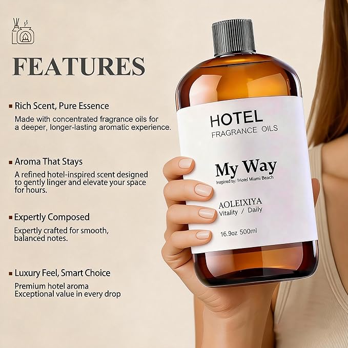 My Way Diffuser Oil Waterless Hotel Essential Oils for Diffusers for Home Inspired by The 1 Hotel Miami Scent - Premium Hotel Collection Diffuser Oil (16.9 Fl Oz (Pack of 1) - Bloomnest
