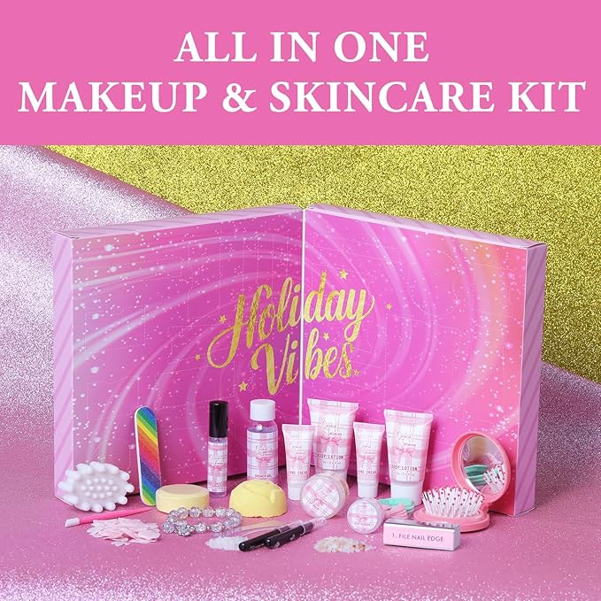 24 Day Beauty Care Advent Calendar, Makeup & Cosmetic Surprises, Birthday Gifts for Women Gift Sets, Cosmetics Gift Baskets for Women Teens Girlfriend Daughters Mothers Day Gifts - Bloomnest