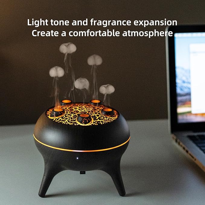 Essential Oil Diffuser 250ML,Jellyfish Diffuser Air Humidifiers Sound Pickup Ultrasonic Aromatherapy Diffuser Remote Control 7 Color Lights for Home Bedroom Office Hotel (Brown Color) - Bloomnest