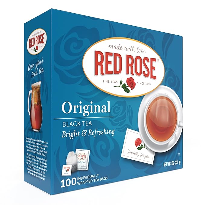 Red Rose Original Full Flavored Black Tea 8oz Box of 100 Tea Bags - Bloomnest