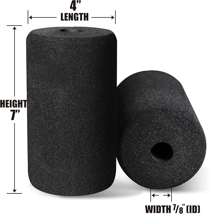 WF Athletic Supply Foam Foot Pads, Foam Roller for Gym Exercise Machines Equipment Replacements, Roller Pad for Leg Extension, PEC Deck Pads for Weight Bench, Sold by Pair (7” x 4” OD x 0.875” ID) - Bloomnest
