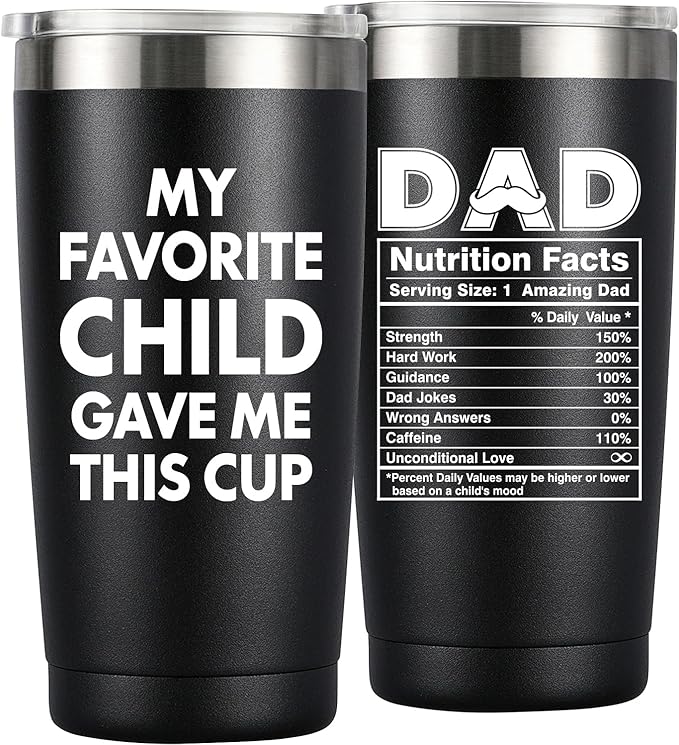 MASGALACC Birthday Gifts For Dad From Daughter, Son, Kids - Husband Present Ideas Coffee Mug For Bonus-Dad, Valentines Fathers Day Christmas - 20 Oz Tumbler, Black