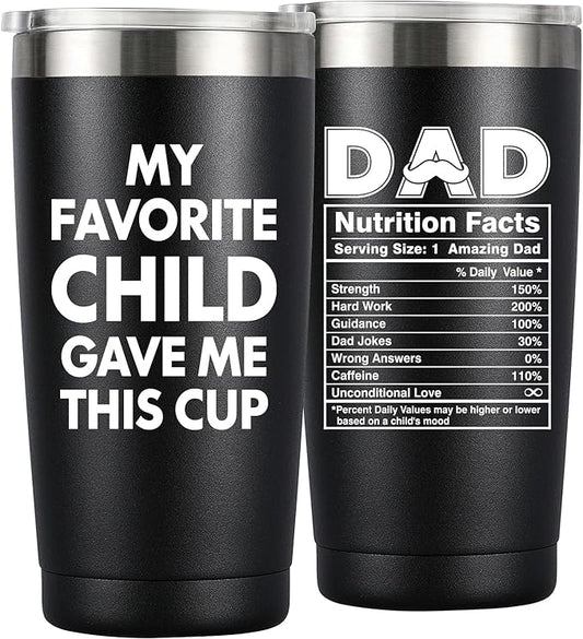 MASGALACC Birthday Gifts For Dad From Daughter, Son, Kids - Husband Present Ideas Coffee Mug For Bonus-Dad, Valentines Fathers Day Christmas - 20 Oz Tumbler, Black