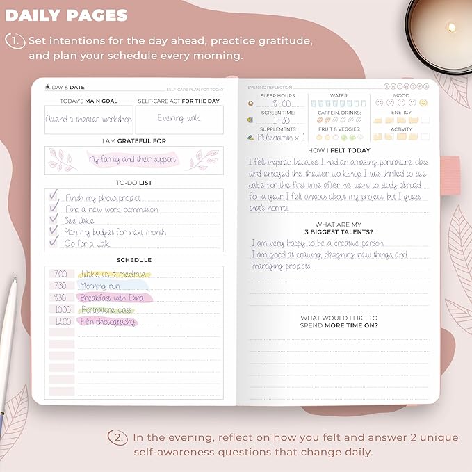 Clever Fox Self-Care Journal Pocket – Daily Reflection Notebook – Mental Health & Personal Development Planner, Meditation & Mood Log (Light Pink)