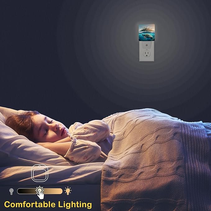 Sea Turtles Night Light, Cute Turtle under the Sea Night Lights Plug Into Wall with Dusk To Dawn Sensor Wall Lamp, Nightlights For Bedroom, Bathroom, Hallway, Kitchen, Gifts Ideal For Girls Women - Bloomnest