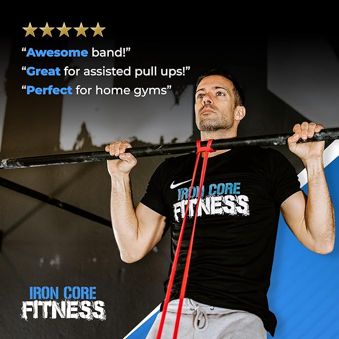 Pull Up Assistance Resistance Bands - Long Loop Power Bands for Men and Women - Strength Power Flexibility Training at Home & Gym - Ebooks & Workout Chart Included by Iron Core Fitness - Bloomnest