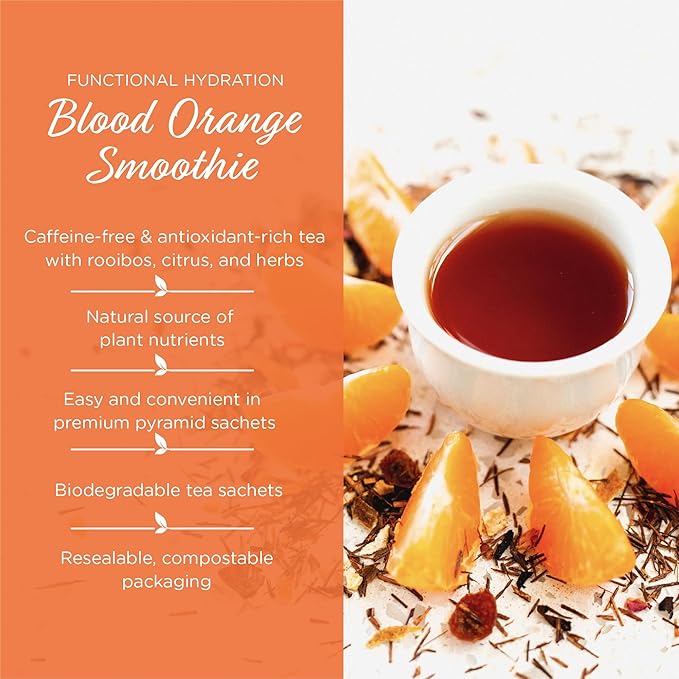 The Tea Spot Blood Orange Smoothie Herbal Tea | Blend of Rooibos Tea, Orange Peel, Hibiscus, Rosehips, Rose Petals, Safflowers, and Vanilla Flavors | Caffeine-Free 15 Tea Bags - Bloomnest