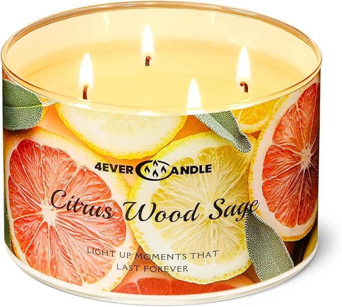Soy Wax Blend Candle for Home, 4-Wick Candles in Citrus Wood Sage, Aromatherapy Candles Gift for Parties, Relaxing, Over 50 Hours of Burn Time, 18oz - Bloomnest