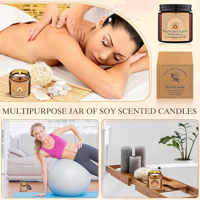 MTLEE 20 Pcs Thank You Gifts Candles 3.5 oz Employee Appreciation Inspirational Scented Soy Wax Candle Thank You Gift Christmas Gifts for Coworker Women Volunteer Teacher(Rainbow,Brown) - Bloomnest