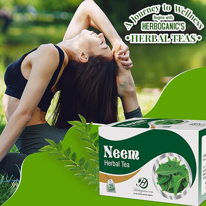 HERBOGANIC Neem Herbal Tea - Digestion Support and Immune Boost | Refreshing and Delicious Blend | Natural Ingredients | 20 Tea Bags - Bloomnest
