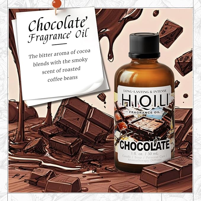 HIQILI Chocolate Fragrance Oil for DIY Candle, Soap & Bath Salts Making, Long Lasting Scents for Home Essential Oil Diffuser - 1 Fl Oz - Bloomnest