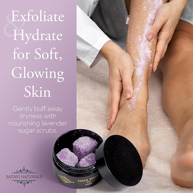 Spa Gift Set for Women – Lavender Aromatherapy Shower Steamers, Sugar Scrub, 24K Gold Eye Masks & Steam Eye Mask | Self Care & Relaxation Gift Box for Stress Relief at Home