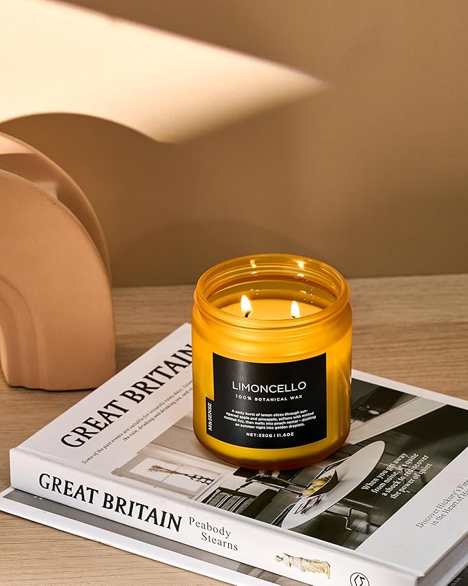 M&SENSE Limocello Scented Candle - 11.6oz Natural Soy Wax Non Toxic 70-Hour Slow Burning 2-Wick Lemon Highly Scent for Home Decor, Summer Candle for Yoga Spa & Meditation & Relaxing Gift - Bloomnest