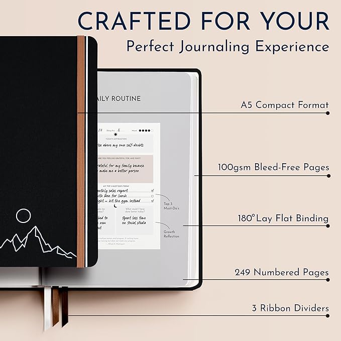 RYVE Gratitude Journal for Men – 6-Month Guided Mindfulness Journal with Prompts, Daily Writing & Reflection, Mindfulness Gifts for Men