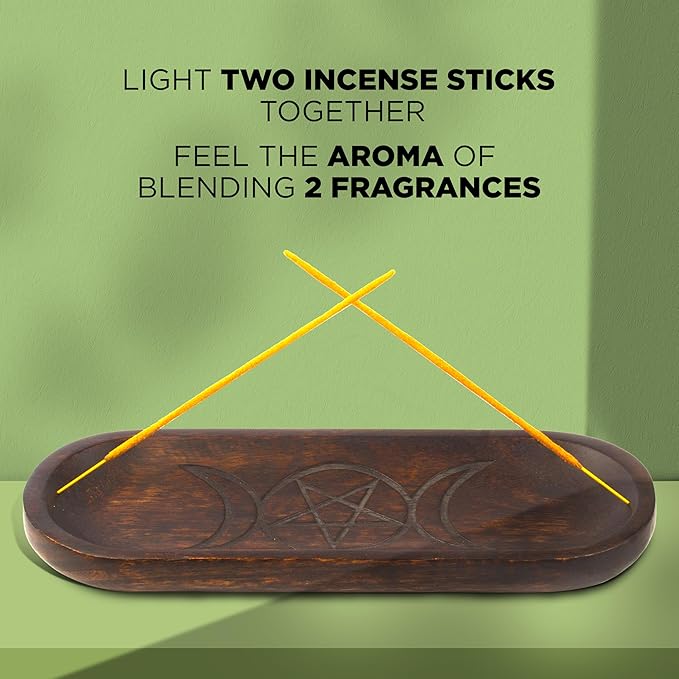 raajsee Incense Holder Hand Carved -Incense Burner Holder –Ash Catcher - Incense Stick Holder - Meditation & Yoga - Great Gift for Any Occasion Size 11x4 inch - Bloomnest