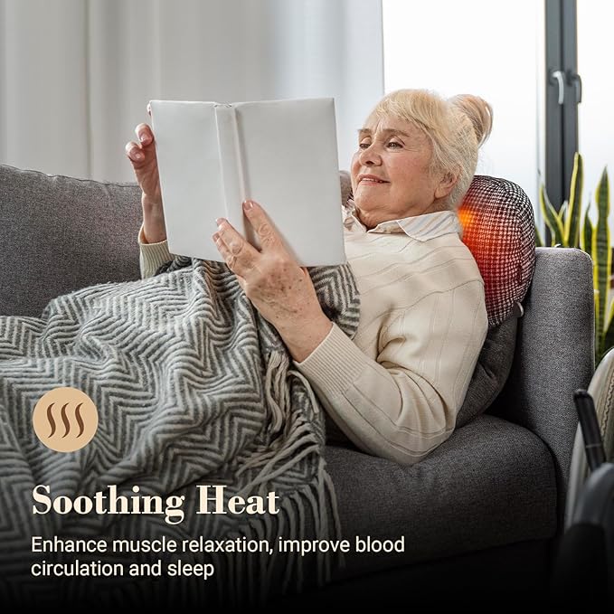 Back Massager for Pain Relief, Gifts for Women Men FSA Eligible HSA, Cordless 120min Neck and Back Massager, Plush Skin-Friendly Kneading Massage Pillow for Full Body Relaxation