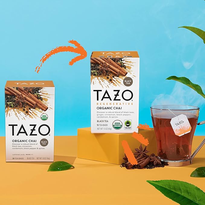 TAZO Tea Bags, Black Tea, Regenerative Organic Chai Tea, 16 Count (Pack of 2) - Bloomnest