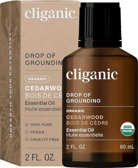 Cliganic Organic Cedarwood Essential Oil - 100% Pure Natural for Aromatherapy Diffuser | Non-GMO Verified (Packaging May Vary) Cliganic